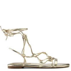 Nine West Button Ankle Wrap Flat Sandals
